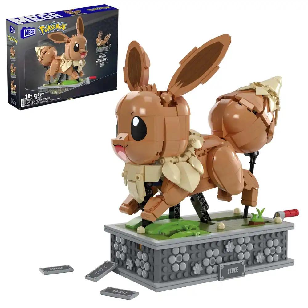 MEGA Pokémon ehituskomplekt, liigutatav Eevee 1381 detailiga, väntmehhanismiga kõndimiseks, kokkupandav ja esitlusvahendiks mõeldud mänguasi kollektsionääridele, HTH71