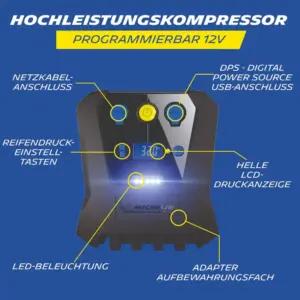 MICHELIN 62003 12V õhukompressor autole | Programmeeritav ja digitaalne | Ideaalne rehvide pumpamiseks mootorrattale