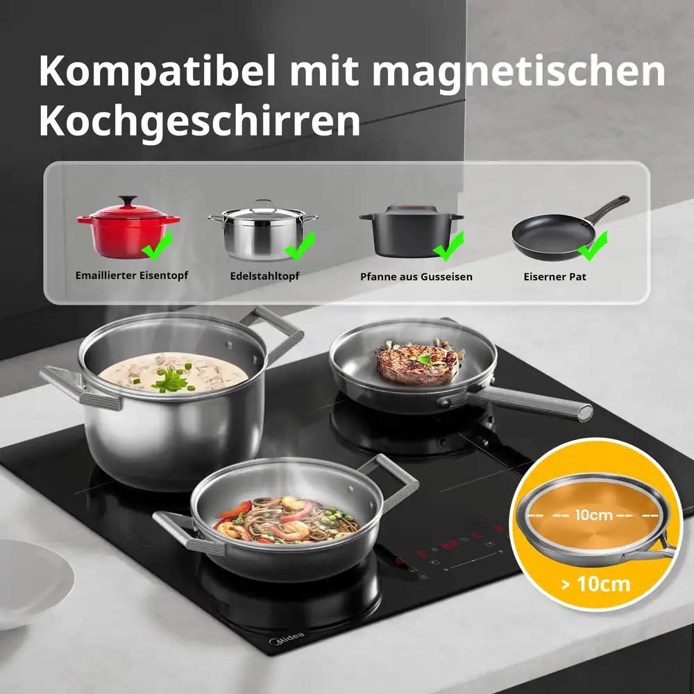 Midea 7400 W induktsioonpliidiplaat, 4 keedualat, sisseehitatav, puutejuhtimine, lapselukk, pilt 2