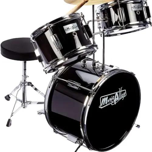 Music Alley lastetrummide komplekt pedaali, trummipingi ja trummipulkadega, must, pilt 2
