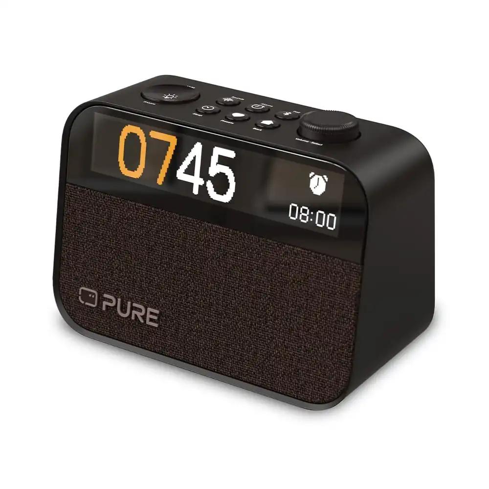 Pure Moment raadioäratuskell magamistuppa ja kontorisse (DAB+/FM digitaalne raadio, Bluetooth, valge müra unetoetus, äratusvalgus, öövalgusti, äratus, hämardatav ekraan) Kohvipruun