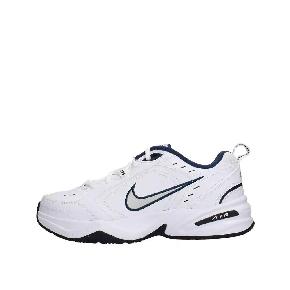 Nike meeste Air Monarch IV treeningjalatsid, valge/Midnight Navy/Metallik hõbe, 44.5 EU