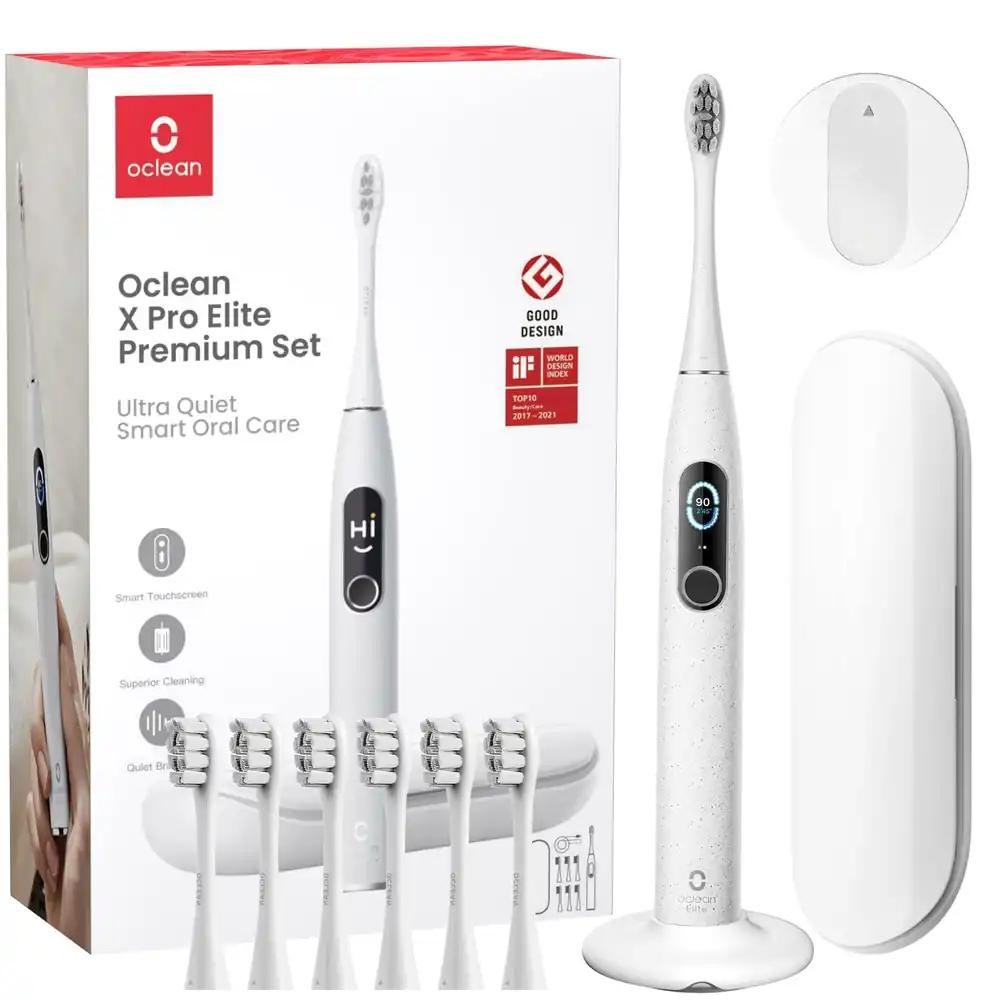 Oclean X Pro Elite Elektriline Hambahari 6 Harjapeaga & Reisikarbiga, Ultraheli Hambahari Värviekraaniga, Äärmiselt Vaikne, 35 Päeva Aku, Taimer, Surveandur & Äpp, Hall