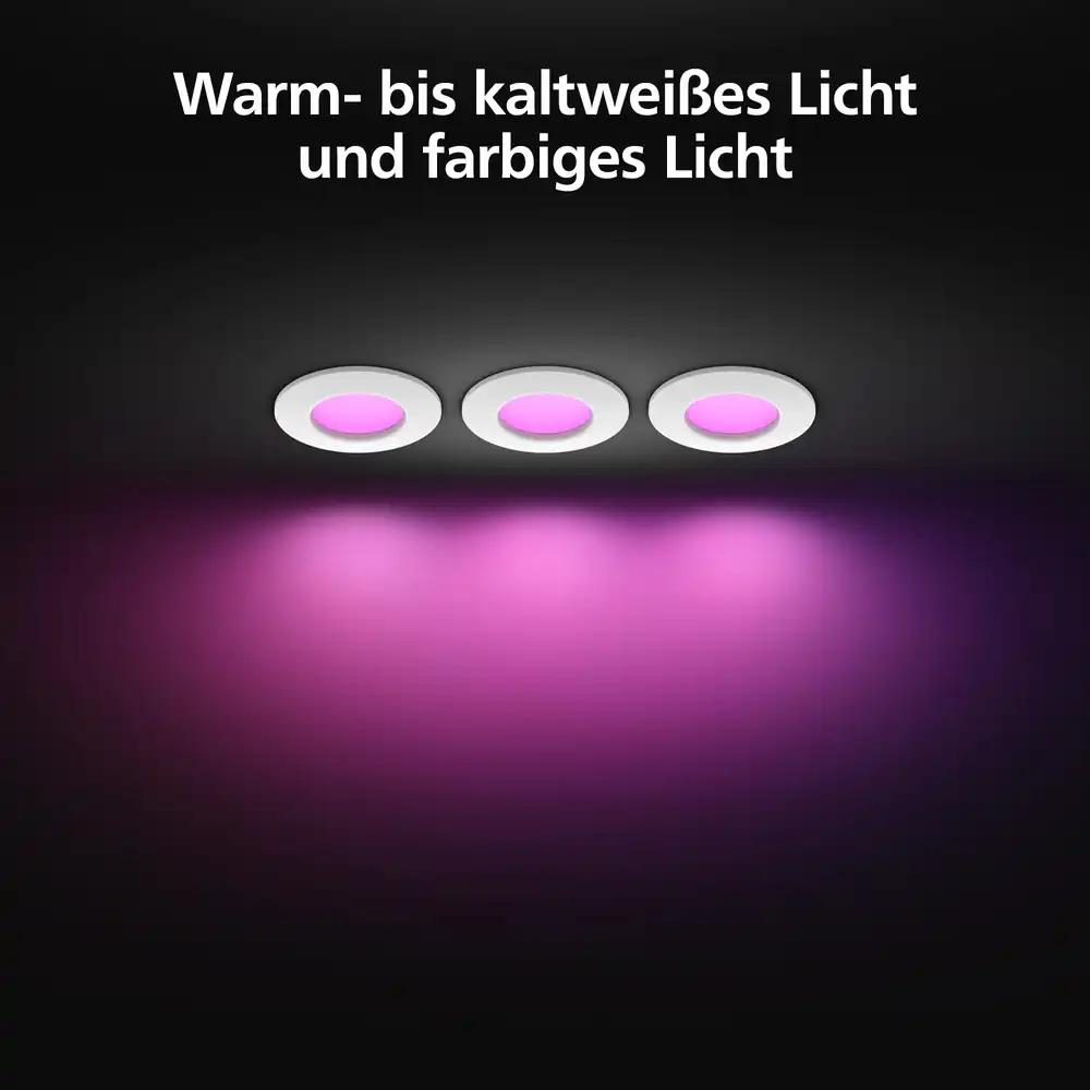 Philips Hue Smart Slim süvisvalgusti 3-pakk, 90 mm, valge ja värviline valgus, Bluetooth, pilt 2