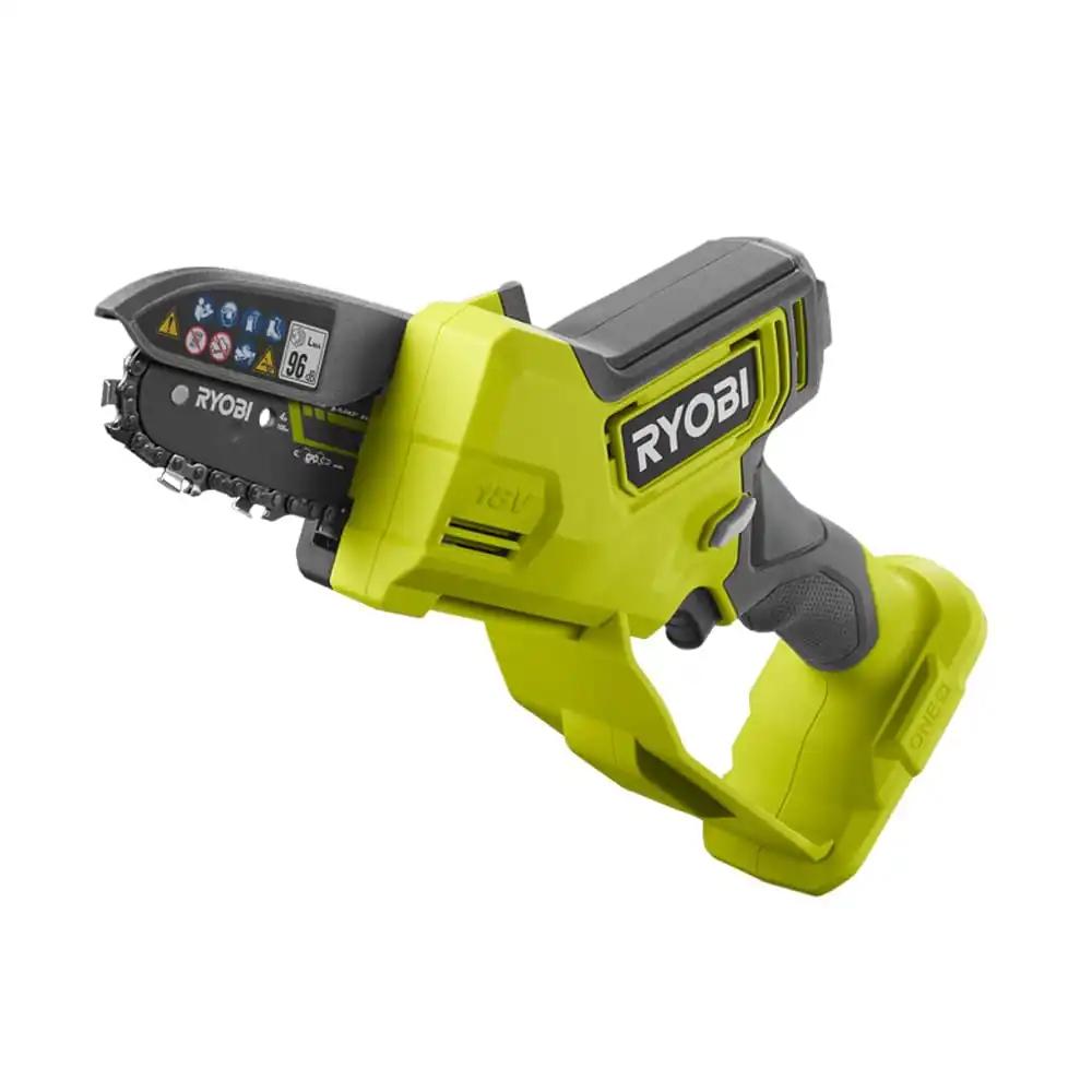 RYOBI 18 V ONE+ harjadeta akutoitega ühekättekettsaag RY18PSX10A-0 (10 cm juhtplaat, 8 cm lõikevõimekus, muutuva kiirusega kuni 6,0 m/s, ilma aku ja laadijata)