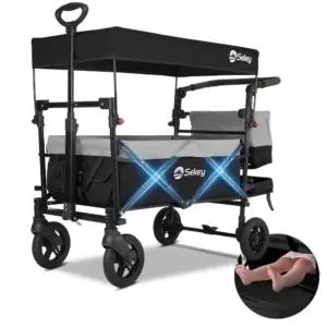 Sekey SS5050 kokkupandav käru katusega kahele lapsele, 150 kg, 110 l, PU-rattad piduritega
