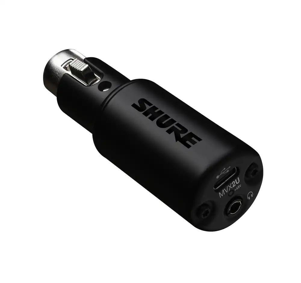 Shure MVX2U XLR-USB digitaalne liides kõrvaklappide pesaga, integreeritud eelvõimendi 60 dB võimenduse juhtimisega, nullviivitusega monitooring, 48V fantoomtoide, ShurePlus töölauarakendus, USB-C kaabel