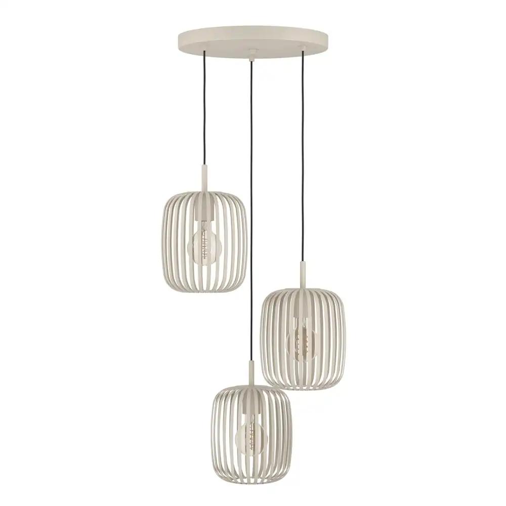 EGLO rippvalgusti Romazzina, 3-osaline rippvalgusti söögilaua kohale, ümmargune metallist liivakarva lamp E27 sokliga, Ø 46 cm