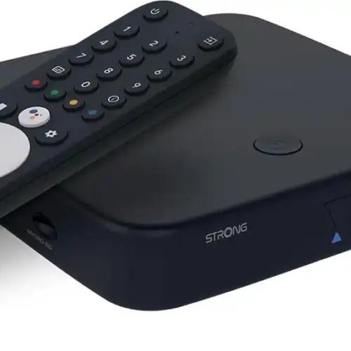 STRONG | Android TV 4K UHD voogedastuskarp | SRT 423 | Sisseehitatud Chromecast | DVB-T2 & kaabelvastuvõtja | Häältuvastus | Dolby Vision Atmos | Google Play