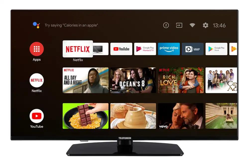 Telefunken Android TV 40-tolline teler (Full HD Smart TV, HDR, Triple-Tuner, Bluetooth) XF40AN750M, Must