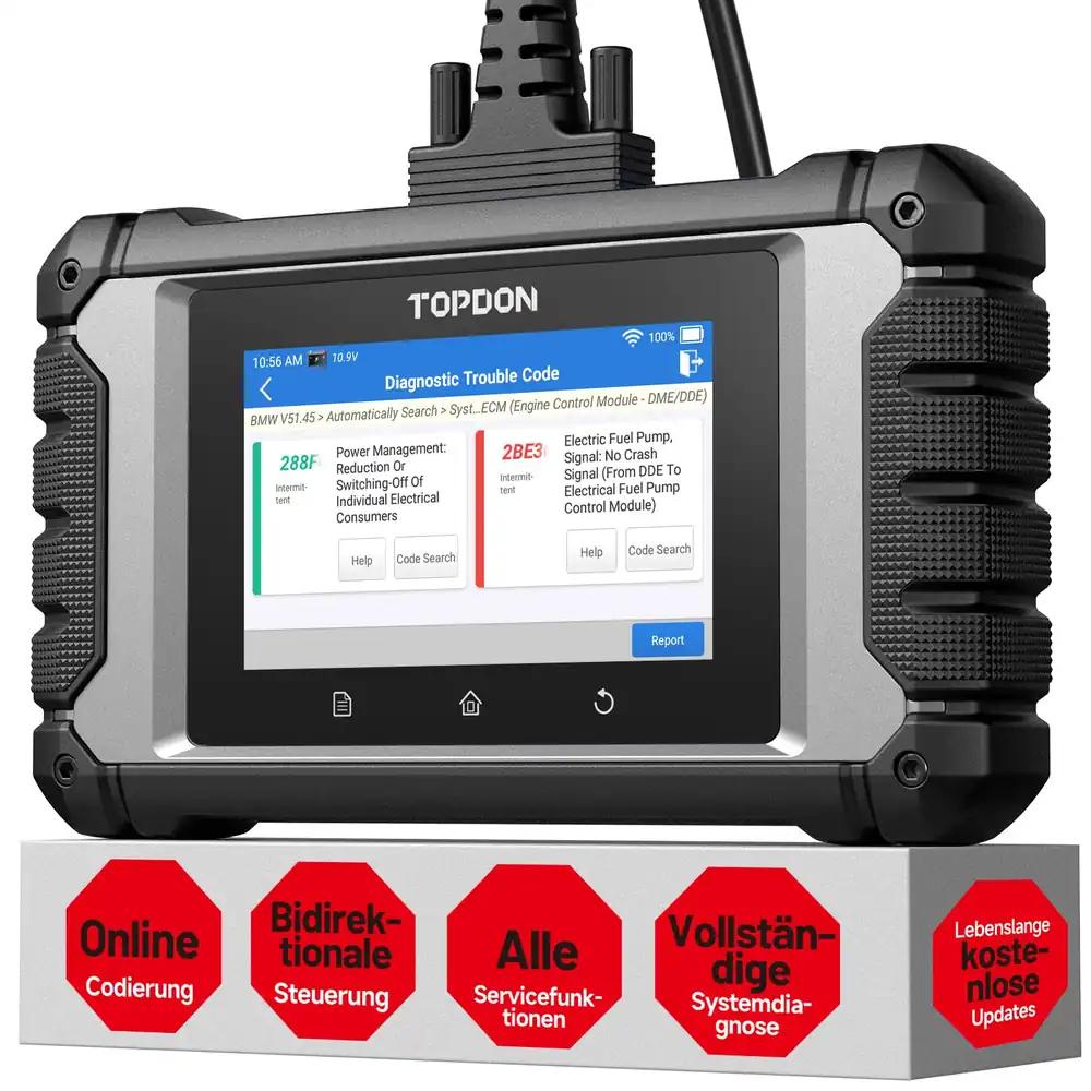 TOPDON OBD2 diagnostikaseade ArtiDiag EU-A Mercedes-Benz/BMW/V.A.G jaoks, ECU online kodeerimine, kahesuunaline juhtimine, kõik lähtestused, täissüsteemi skannimine, eluaegsed tasuta uuendused