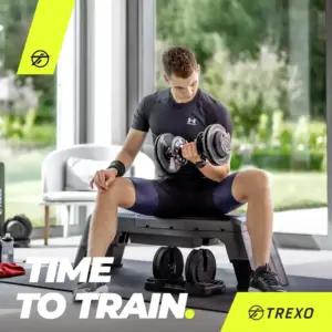 TREXO Reguleeritav hantel 24 kg kaaluregulatsiooniga pöördnupu abil
