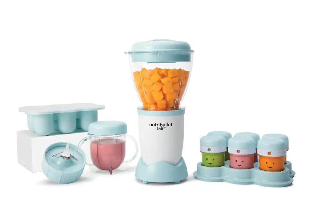nutribullet Baby – Beebitoidu mikser, elektriline segisti, 200 W, 6 purki, külmutusalus, hõbedane