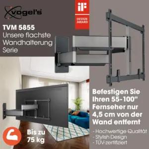 Vogel's Elite TVM 5855 pööratav TV-seinakonsool suurtele ja rasketele teleritele kuni 100 tolli ja 75 kg