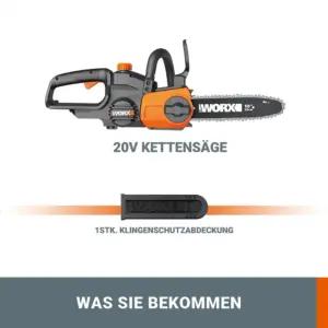 WORX WG322E.9 Aku Kettsaag 20V – Praktiline puusaag aiatöödeks ja ehituseks – 25 cm lõikepikkuse ja automaatse ketipingutusega