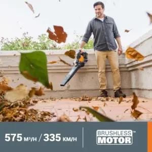 WORX WG583E.9 akuga lehepuhur/lehekoguja 40V (2x20V) - 2-ühes lehtede puhastamiseks ja kogumiseks - 35L kogumiskott - ilma aku ja laadijata
