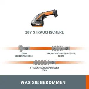 WORX WG801E.9 – Akuga rohu- ja põõsaskäärid 20V PowerShare