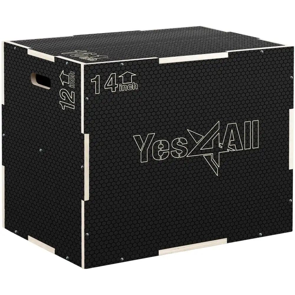 Yes4All CFL8 3-ühes Plyo kast puidust, libisemiskindla pinnaga, 40,6 cm x 35,5 cm x 30,4 cm, plyomeetriline kast hüppetreeninguks, hüppelaud kodusesse jõusaali ja välitreeninguks