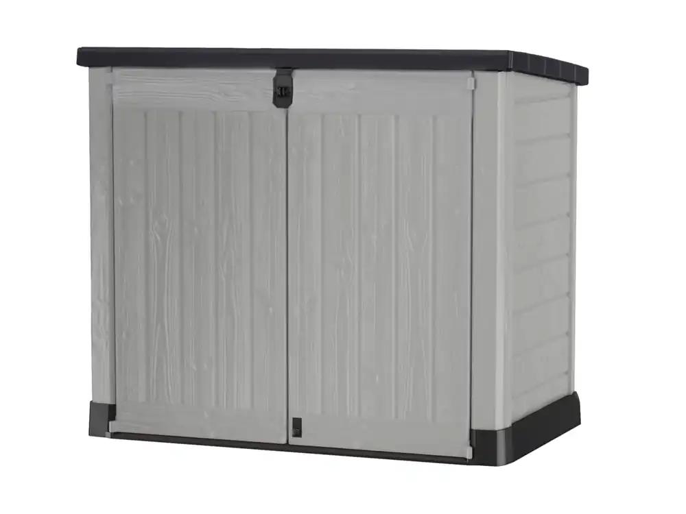 Keter Store-it-out Pro prügikastikapp, 145,5x82x123 cm, vastupidav hoiulahendus, 1200L, ilmastikukindel, hall/must, UV-kindel polüpropüleen, lukustatav