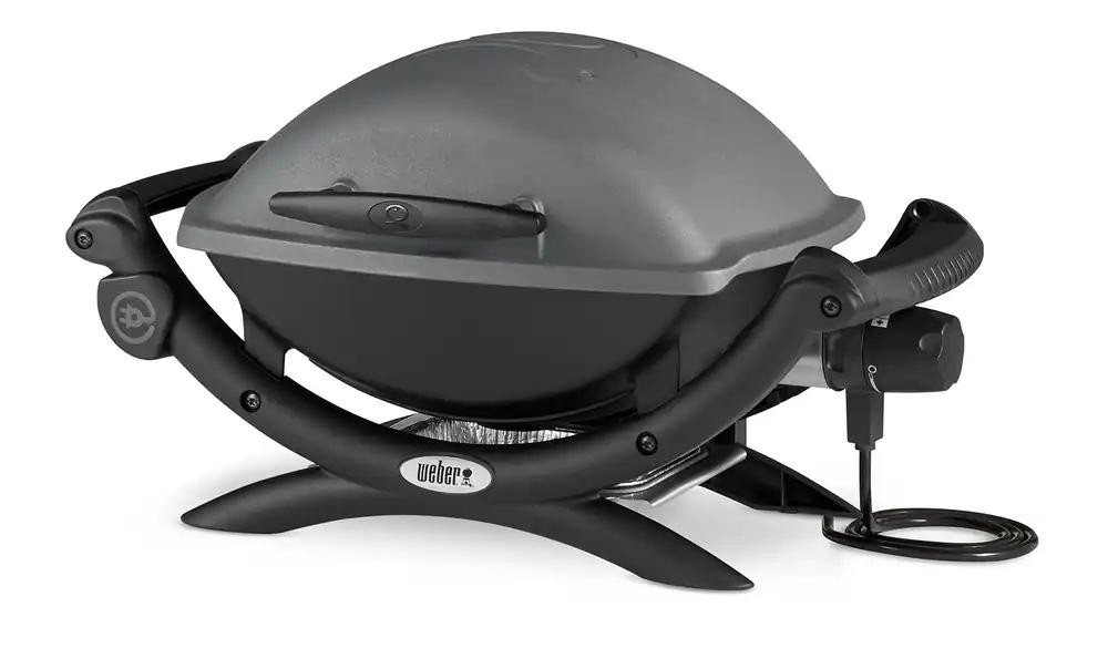 Weber Q1400 Elektrigrill, 43 x 32 cm grillipind, kaasaskantav BBQ-grill, 2-osaline portselanemailitud malmist rest, alumiiniumist kaas ja korpus – Tumehall (52020079)