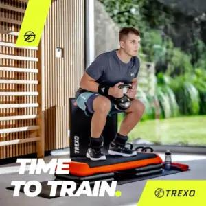 TREXO Aeroobika Stepp-laud – Reguleeritava Kõrgusega Kardio Stepper Kuni 250 kg – Hall 109x41 cm