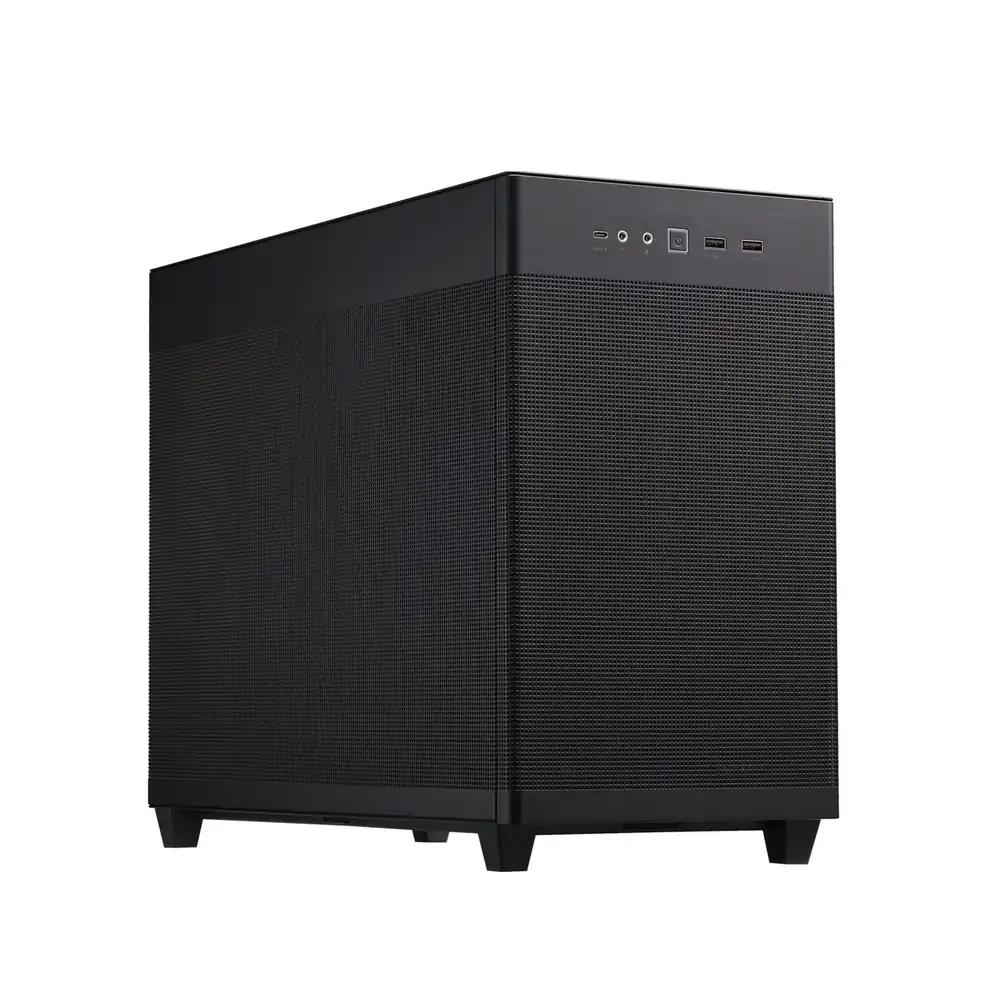 ASUS Prime AP201 MicroATX arvutikorpus (33 liitrit, toetab 360 mm jahutit, kuni 338 mm pikkuseid graafikakaarte, võrgudisain parema õhuvoolu jaoks, USB Type-C esipaneelil, eemaldatavad külgpaneelid) must