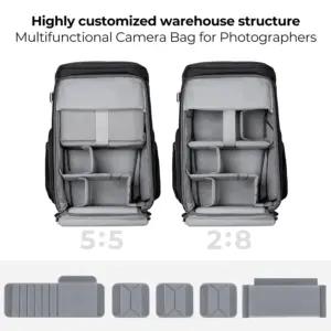 K&F CONCEPT KF13.128V4 korpused ja kotid – detailne lähivaade
