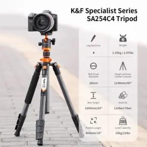 K&F CONCEPT D254C1+BH-28L klemm- ja mini-statiivid – detailne lähivaade