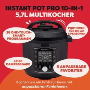 Instant Pot Pro 5 7-liitrine multikeetja eestvaates