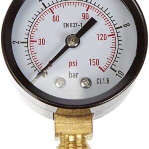 AQUA CONTROL C6199 veesurve manomeeter, metall, 0–10 bar, keere 1/4" ja 1/2"