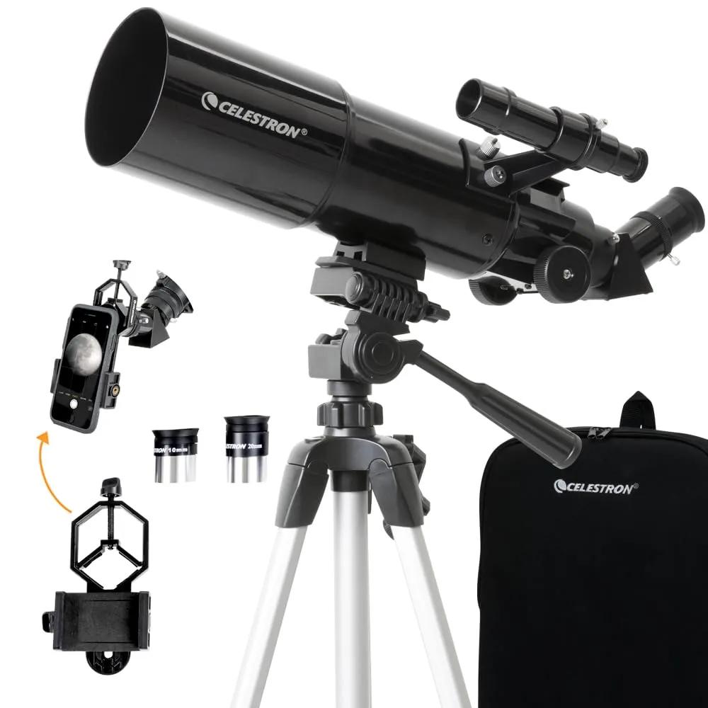 Celestron Travel Scope 80 teleskoop seljakoti ja nutitelefoni adapteriga