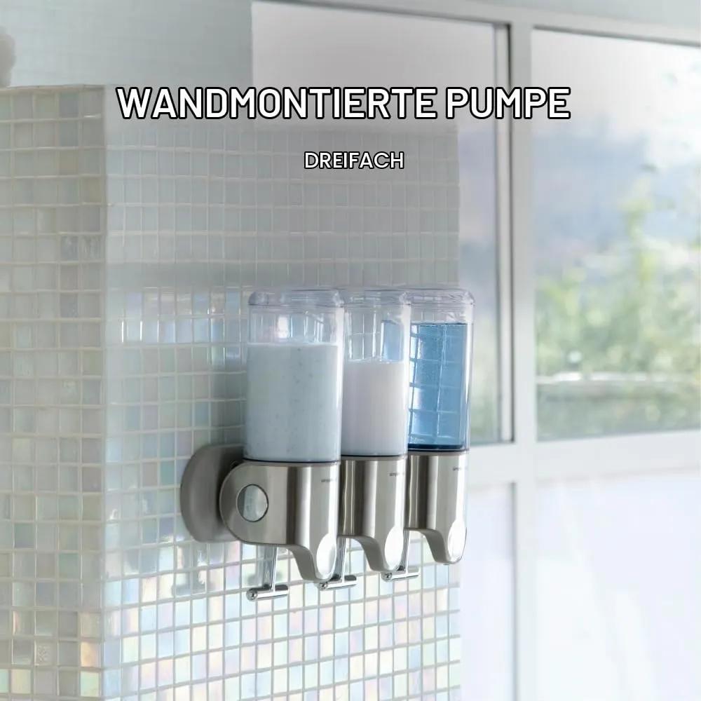 simplehuman kolmekambriline dosaator seinale kinnitatud duširuumis