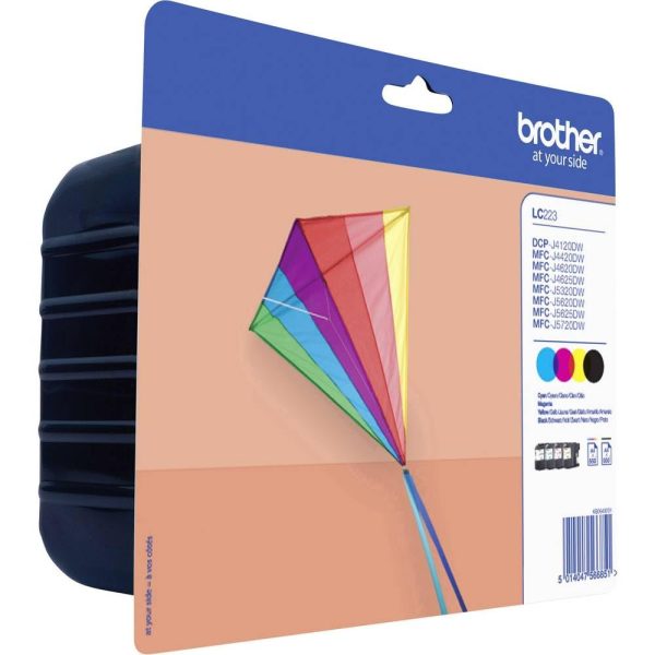 Brother LC-223 väärtuspakett originaaltindiprinteri kassetid (sobivad Brother DCP-J562DW