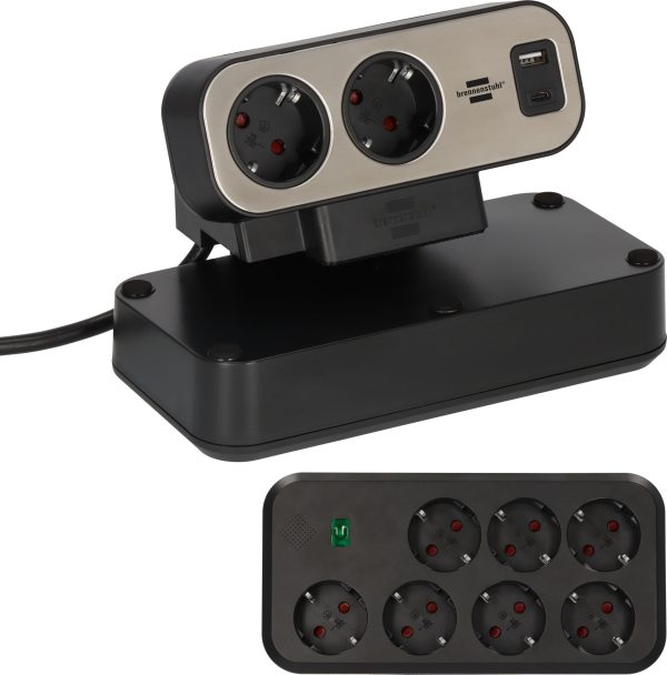 brennenstuhl®estilo Duplex lauaarvuti pistikupesade jaotur lüliti ja ülepinge kaitsega (pistikupesade jaotur USB C Power Delivery