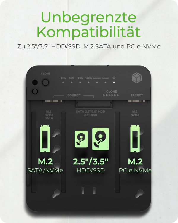 ICY BOX HDD/M.2 NVMe SSD dokkimisjaam USB 3.2 Gen 2 (10 Gbit/s)