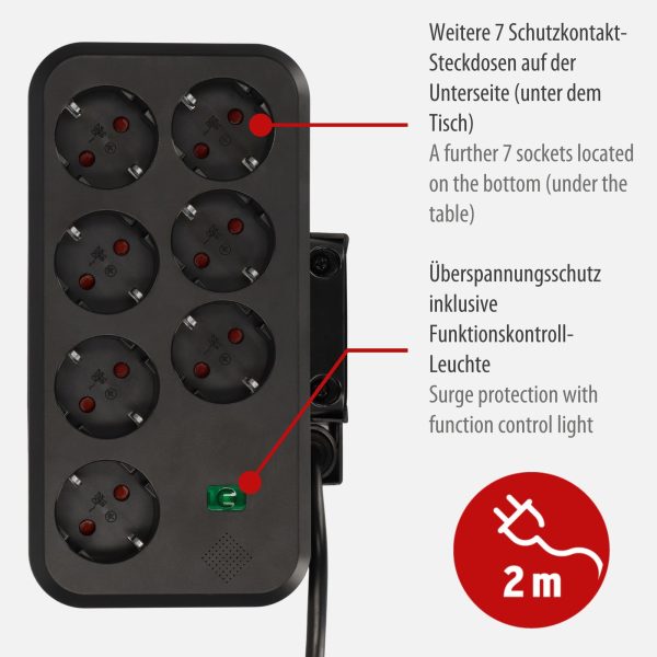 brennenstuhl®estilo Duplex lauaarvuti pistikupesade jaotur lüliti ja ülepinge kaitsega (pistikupesade jaotur USB C Power Delivery