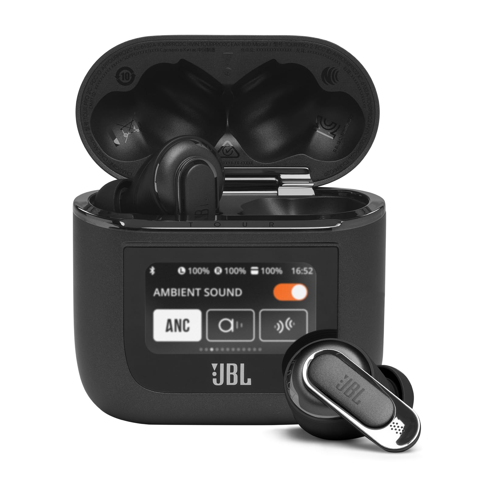 JBL Tour Pro 2 – Tõeliselt juhtmevabad in-ear kõrvaklapid – Bluetooth-kõrvaklapid aktiivse mürasummutusega ja nutika laadimiskarbiga – Must – Kuni 40 tundi taasesitusaega ühe laadimisega